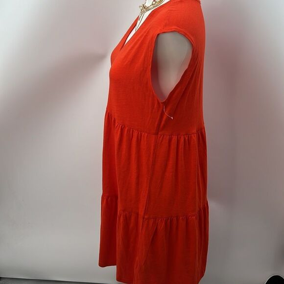 Social Standard by Sanctuary red orange V neck tiered dress medium - Picture 3 of 5